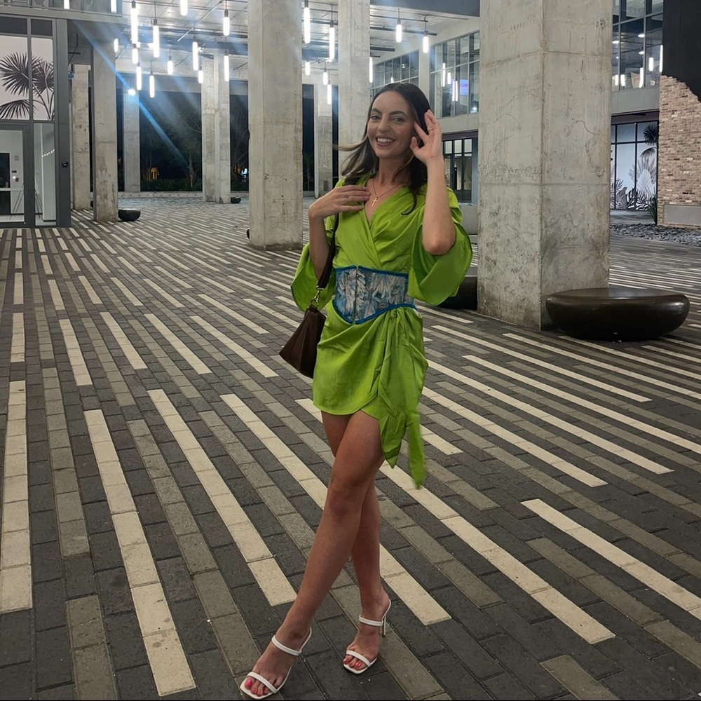 Floral Blue Corset Belt